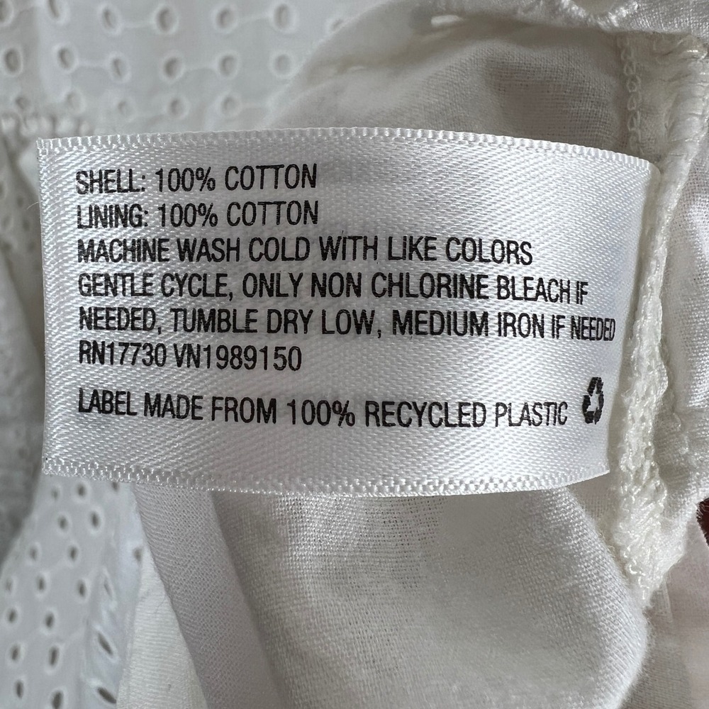 A New Day White Cotton Eyelet Puff Sleeve Tiered‎ Midi Dress Women's Size Small - Picture 6 of 7